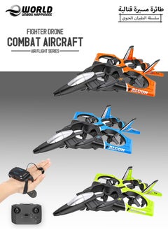 Eworld Remote Control Fighter Plane Drone with Gravity Sensor, 2.4GHz Four-Axis Drone for Aerial Photography and Stunts, Remote-Controlled Aircraft with Gesture Control Watch for Ages 14+  - Image 1