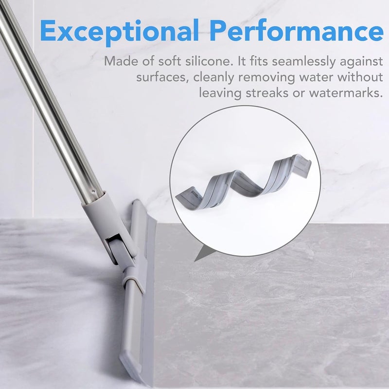 DrDirt Floor Squeegee 120cm/47in Silicone Magic Broom with Microfiber Mpo Indoor Water and Dust Remover Glass Wiper Quick Drying - Image 3