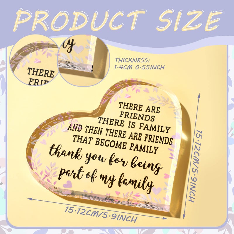 Chunful Chunful Gift for Friend Friendship Gift for Woman Birthday Gifts for Friend Going Away Gifts Plaque for Coworker Woman Retirement Gifts Acrylic Plaque for Friendship Keepsake Decor (Heart)  - Image 2
