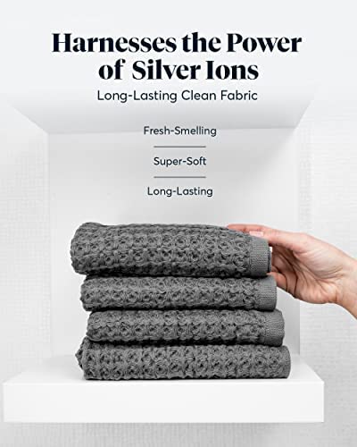 SUTERA - Silverthread Waffle Towel California - Grown Pima Cotton  Quick Drying  Ultra Soft  Lightweight and Absorbent - Waffle Weave Design - Luxury Towel (Hand  Grey) 16""x30"" - Image 4