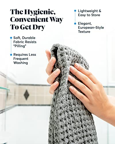 SUTERA - Silverthread Waffle Towel California - Grown Pima Cotton  Quick Drying  Ultra Soft  Lightweight and Absorbent - Waffle Weave Design - Luxury Towel (Hand  Grey) 16""x30"" - Image 2