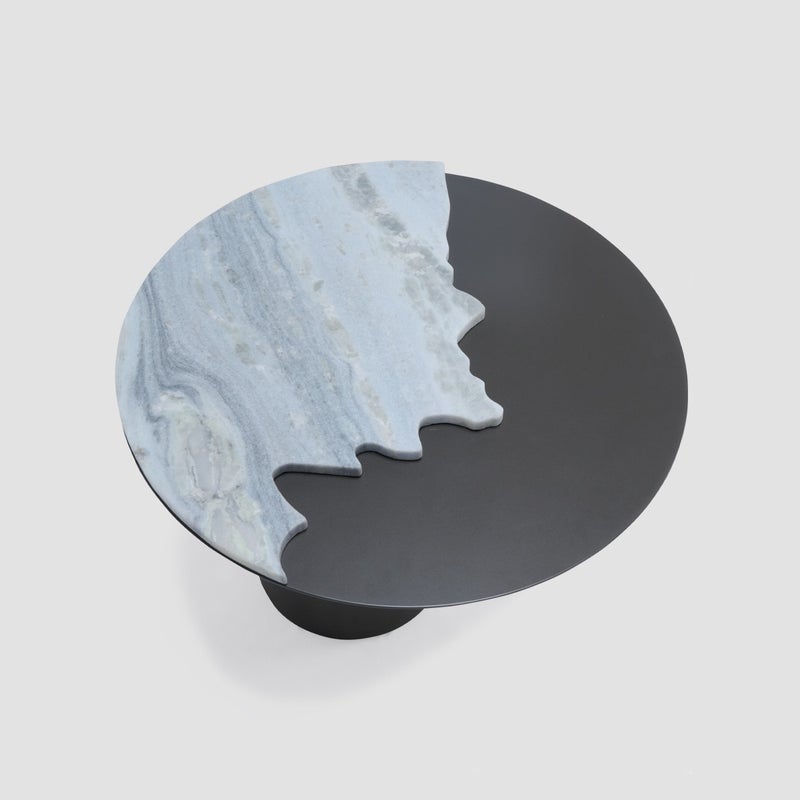 AL HUZAIFA FURNITURE Francois Round End Table, Top With Brazilian Dreamy Blue Natural Marble, Fiber Glass Base - Image 4