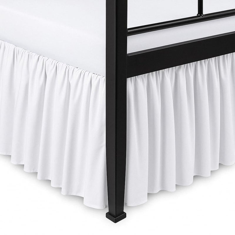 MattressHomes Ruffled Bed Skirt Split Corners with Platform Tailored Fit Hotel Quality Wrinkle Free UltraSoft Microfiber Dust Ruffle Upto 18 Inch Drop Queen White