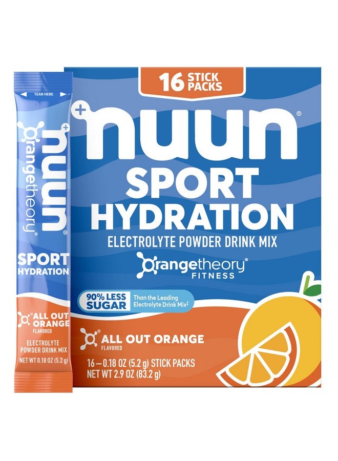 Nuun Sport Electrolyte Powder Packets with Magnesium, Calcium, Potassium, Chloride, and Sodium, Hydration Packets for On-The-Go, All Out Orange Flavor, Gluten Free & Vegan, 16 Single Servings - Image 1
