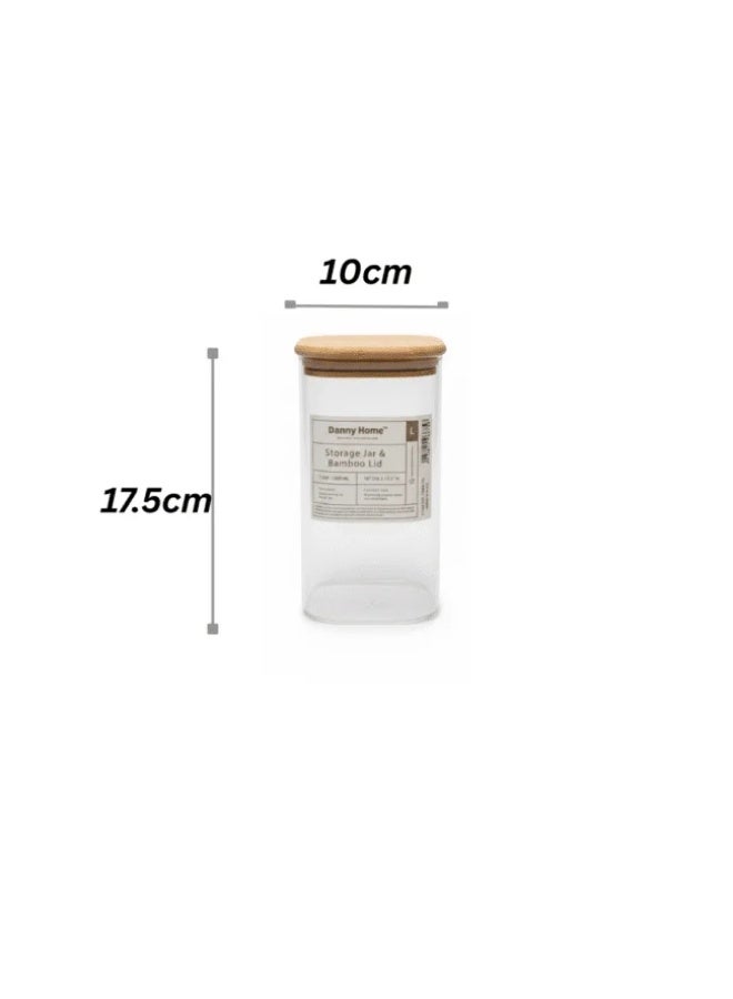 Danny Home Glass Storage Jar with Bamboo Lid – 1400 ml - Image 2