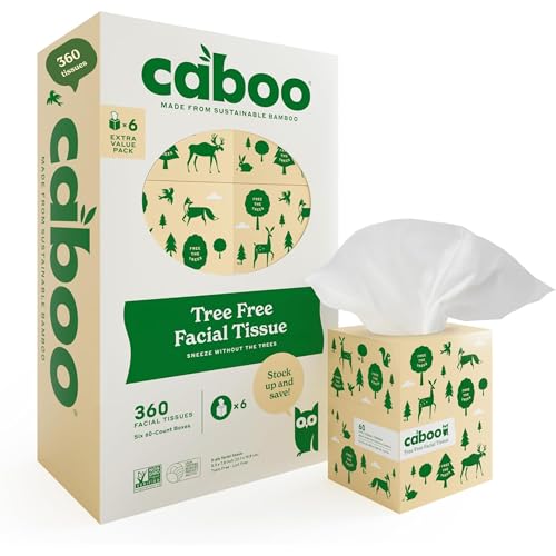 Caboo Tree Free Facial Tissue Paper Tissue Box with 60 Sheets Per Cube Total of 6 Cubes 360 Total Tissues - Image 1