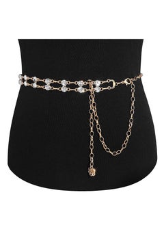 SYOSI Double Row Rhinestone Crystal Belt for Women, Sparkling Waistband Belt for Dresses, O Ring Chain Design, Glamorous Gift, S Size  - Image 3