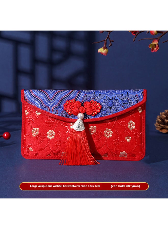 Prosperity Brocade Fabric Ten Thousand Yuan Red Envelope Bag Engagement Bride Price Wedding Tea Ten Thousand Yuan Change Red Envelope Wedding Flannel Red Envelope - Image 1