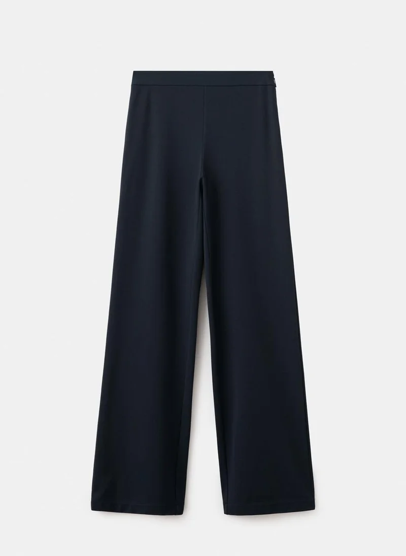 Mango 56-NAVY Straight Mid-Rise Trousers for Women | Best Price UAE