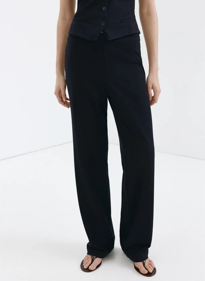 Mango Straight Mid-Rise Trousers