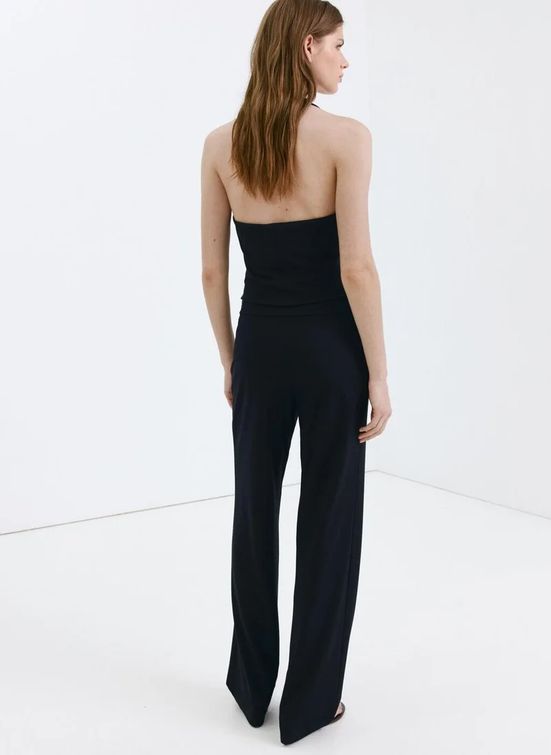 Mango Straight Mid-Rise Trousers