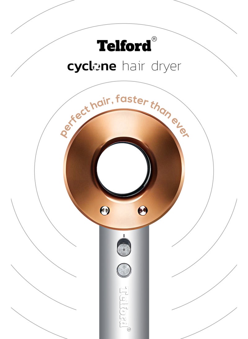 TELFORD Cyclone hair Dryer Auto Ionic  with 2 Magnetic Concentrator Nozzles 1600 Watts Low noise motor - Image 3