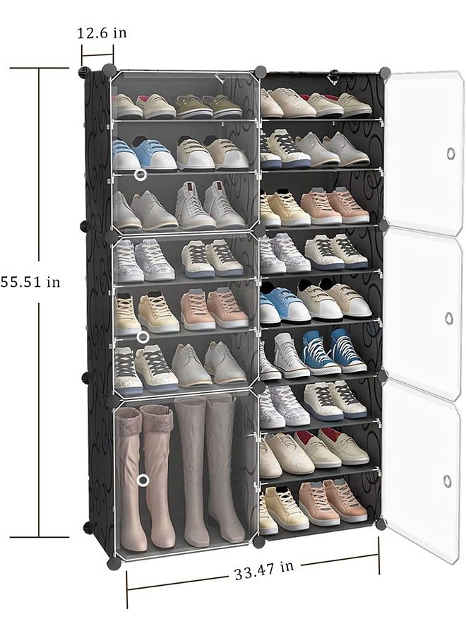 Generic 9-Tier Shoe Rack Cabinet – Freestanding Plastic Shoe Organizer for 36 Pairs, Modular Storage Shelf for Entryway, Bedroom, or Closet – Black  - Image 2