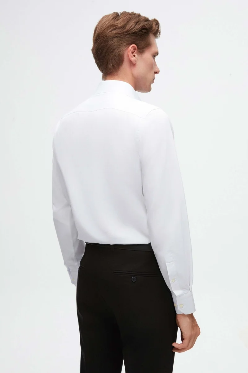 دي أس دامات Ds Damat Slim Fit White Dobby Shirt