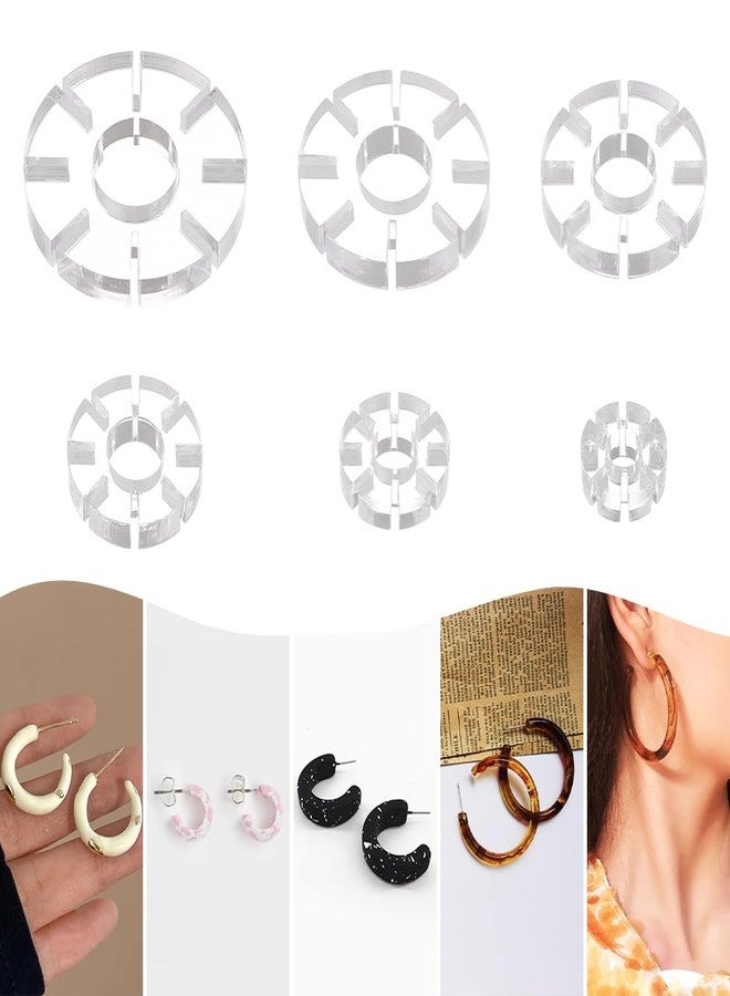 BENECREAT 6 Size Polymer Clay Hoop Guide, Translucent Jewelry Earring Clay Cutters for Making Earrings, Rings, Necklaces, Slot: 0.8mm