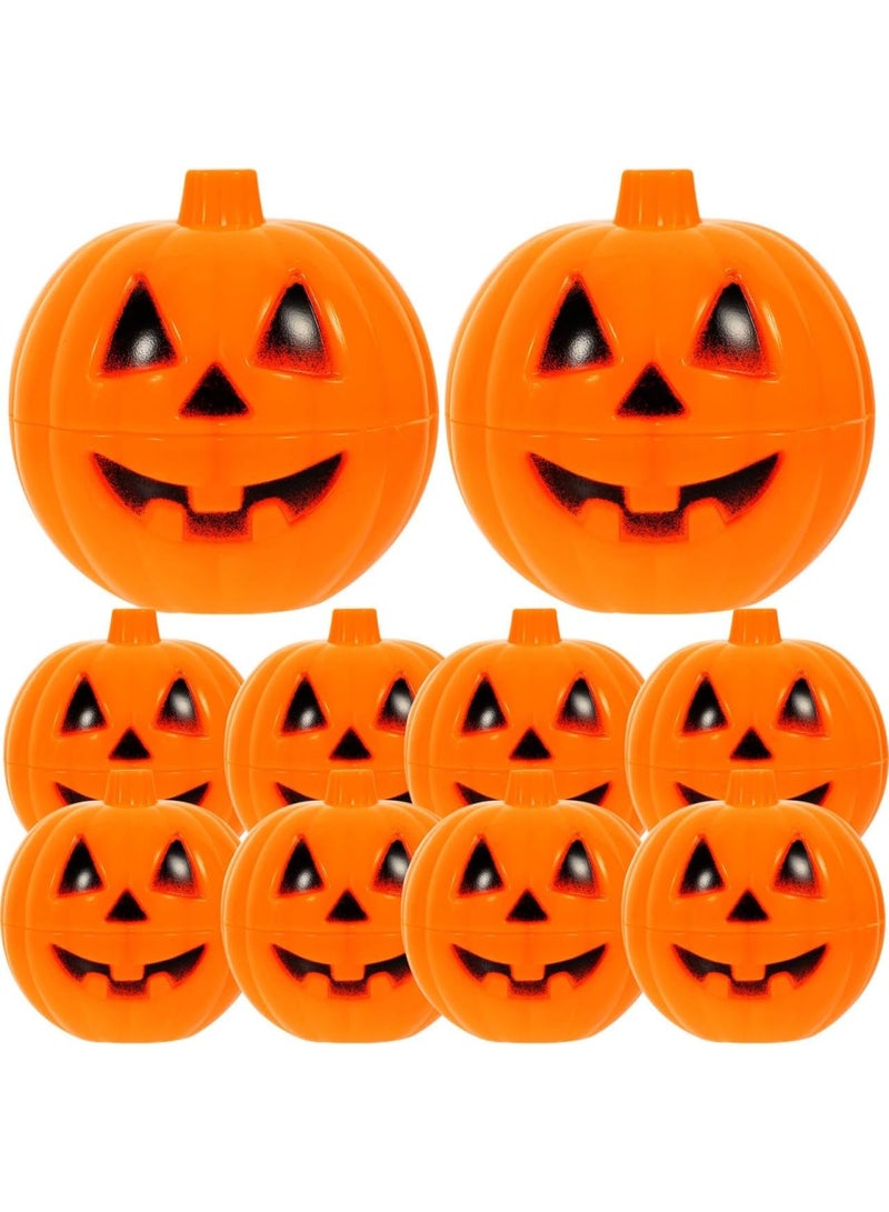 جورونب علبة تخزين بلاستيكية على شكل قرع، مكونة من 10 قطع - قرع صغير، وصناديق حلوى لتزيين الهالوين ومستلزمات الحفلات - Image 1