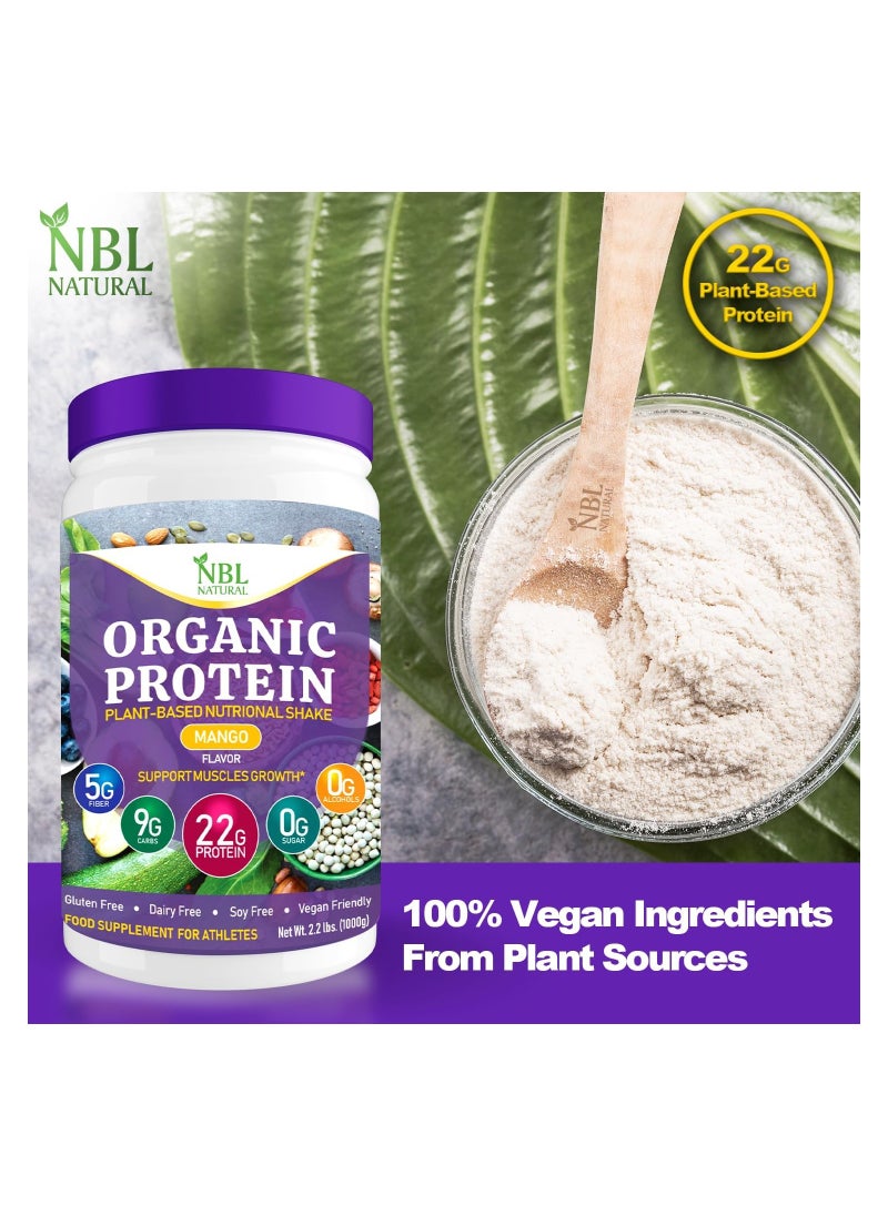 NBL Natural Plant Based Organic Protein Powder, Vegan, Non-Dairy, Gluten Free, Lactose Free, No Sugar Added, Mango, 2.2 lb, 25 Servings  - Image 5
