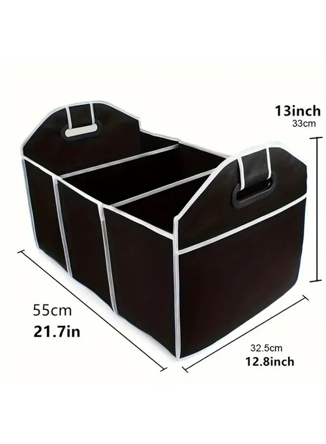 منظم صندوق سيارة أسود قابل للطي، 3 أقسام، سعة كبيرة، أساسيات السفر، غير قابل للانزلاق، تخزين سيدان وشاحنة - Image 5