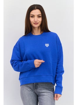 ESPRIT Women Crew Neck Graphic Print Long Sleeves Sweatshirt, Blue  - Image 1