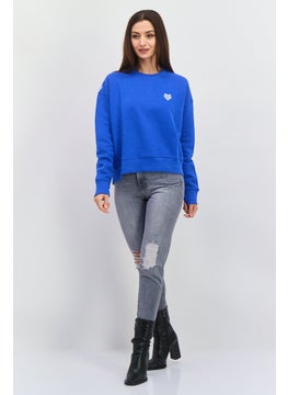 ESPRIT Women Crew Neck Graphic Print Long Sleeves Sweatshirt, Blue  - Image 4