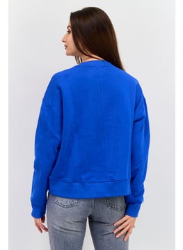 ESPRIT Women Crew Neck Graphic Print Long Sleeves Sweatshirt, Blue  - Image 3