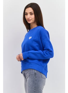ESPRIT Women Crew Neck Graphic Print Long Sleeves Sweatshirt, Blue  - Image 2