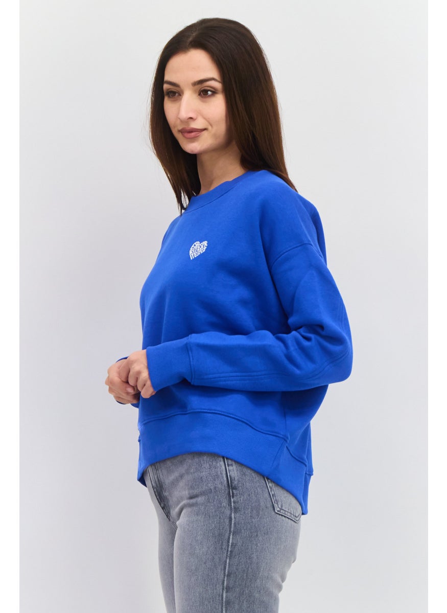 Women Crew Neck Graphic Print Long Sleeves Sweatshirt, Blue - pzsku/Z0BCD9EB6655A8E0593FCZ/45/_/1737642910/0e55f7ab-fe6d-4916-ae95-f632071ea6e6