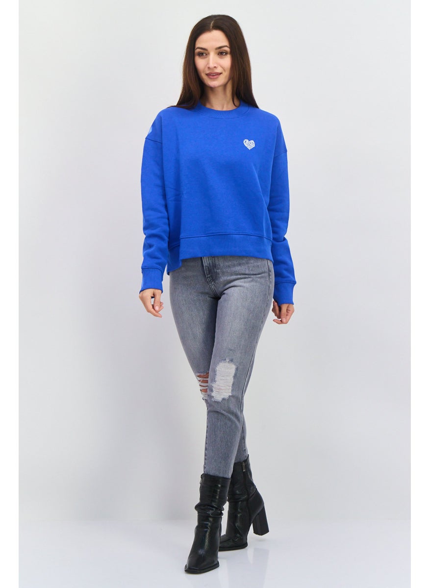 Women Crew Neck Graphic Print Long Sleeves Sweatshirt, Blue - pzsku/Z0BCD9EB6655A8E0593FCZ/45/_/1737642980/9d90bee4-50ed-4486-a362-3ae1000034db