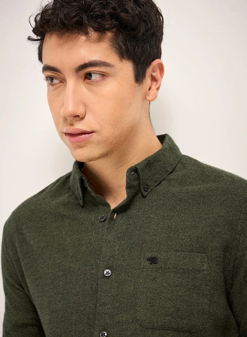 THE BEAR HOUSE  Cotton Shirt for Men | Slim Fit, Long Sleeve, Casual or Formal Button-Down | Soft, Breathable Fabric for Work, Everyday, & All-Season Wear in Stylish for Men | Best Price UAE