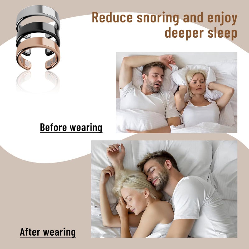 IENRGJ Magnetic Rings for Women, Snorno Anti Snore Ring, Auvulis Migraine Ring, Fatigue Relief Sleep (3pcs) - Image 4