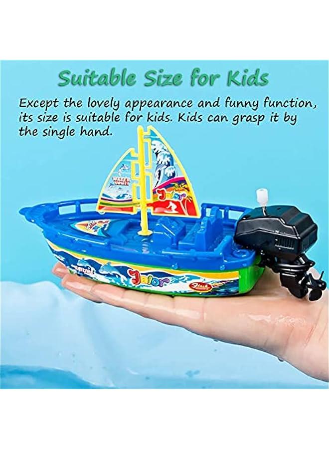 Wind-up Boat Bath Toy, Bathtub Pull and Go Yacht Water Toy Motorboat Jet Ski Boat Toy Speed Boat Ship Toy Sailing Ship Sailboat Tub Toy (Sailboat+Motorboat+Speedboat) - Image 5