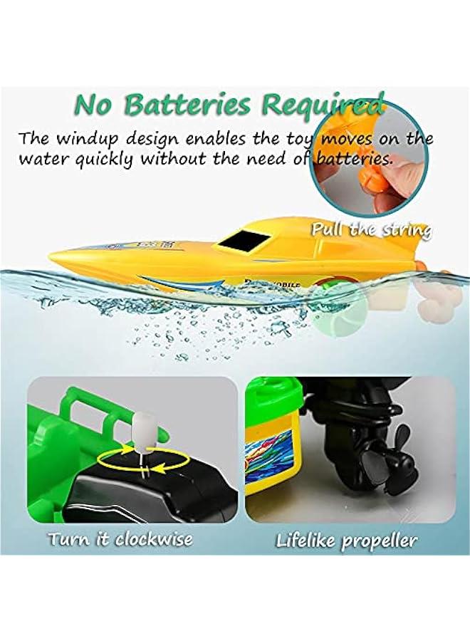Wind-up Boat Bath Toy, Bathtub Pull and Go Yacht Water Toy Motorboat Jet Ski Boat Toy Speed Boat Ship Toy Sailing Ship Sailboat Tub Toy (Sailboat+Motorboat+Speedboat) - Image 4
