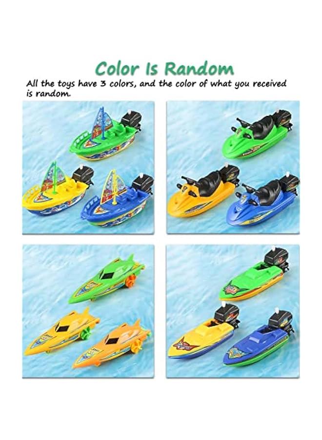 Wind-up Boat Bath Toy, Bathtub Pull and Go Yacht Water Toy Motorboat Jet Ski Boat Toy Speed Boat Ship Toy Sailing Ship Sailboat Tub Toy (Sailboat+Motorboat+Speedboat) - Image 2