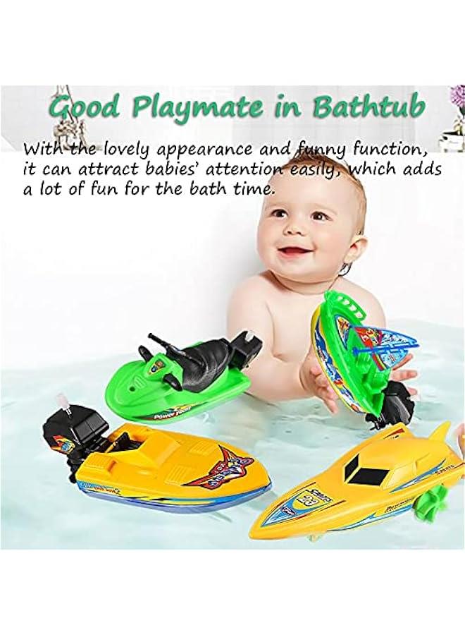 Wind-up Boat Bath Toy, Bathtub Pull and Go Yacht Water Toy Motorboat Jet Ski Boat Toy Speed Boat Ship Toy Sailing Ship Sailboat Tub Toy (Sailboat+Motorboat+Speedboat) - Image 3