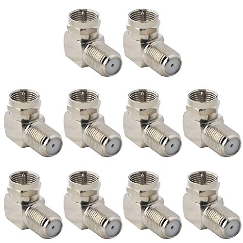 onelinkmore Coaxial Cable Right Angle Connector F Type Female to Male Adapter Coax Connector F Male to F81 Female Extender F Pin RG6 Adapter for Wall Plates Coax 90 Degree Pack of 10 - Image 2