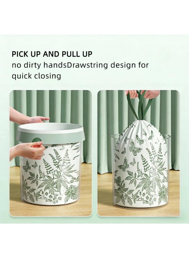 uoobox 240 Pcs Mugwort Scented Drawstring Trash Bags, 4 Rolls, 8 Gallon, 45x45cm, Thick PE Leakproof Tear-Resistant Garbage Bags With Handles For Kitchen Bathroom Bedroom - Image 5