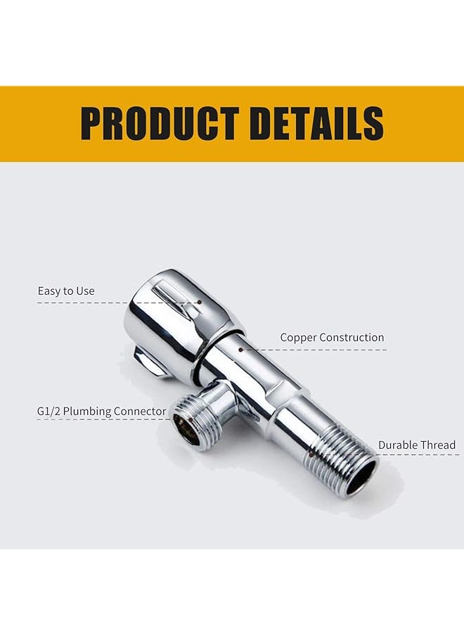 Decdeal - G1 2 Triangle Valve Copper Water Sink Bathroom Toilet Kitchen Shower Plumbing Angle Valve Faucet Water Valve Shut Off Quick Opening Water Stop Valve - Image 1