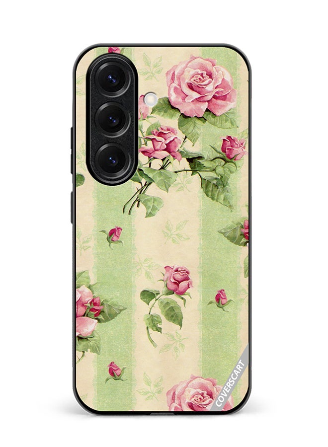 COVERSCART Protective Case Cover For Samsung Galaxy S24 Cream Green Flowers Design Multicolour