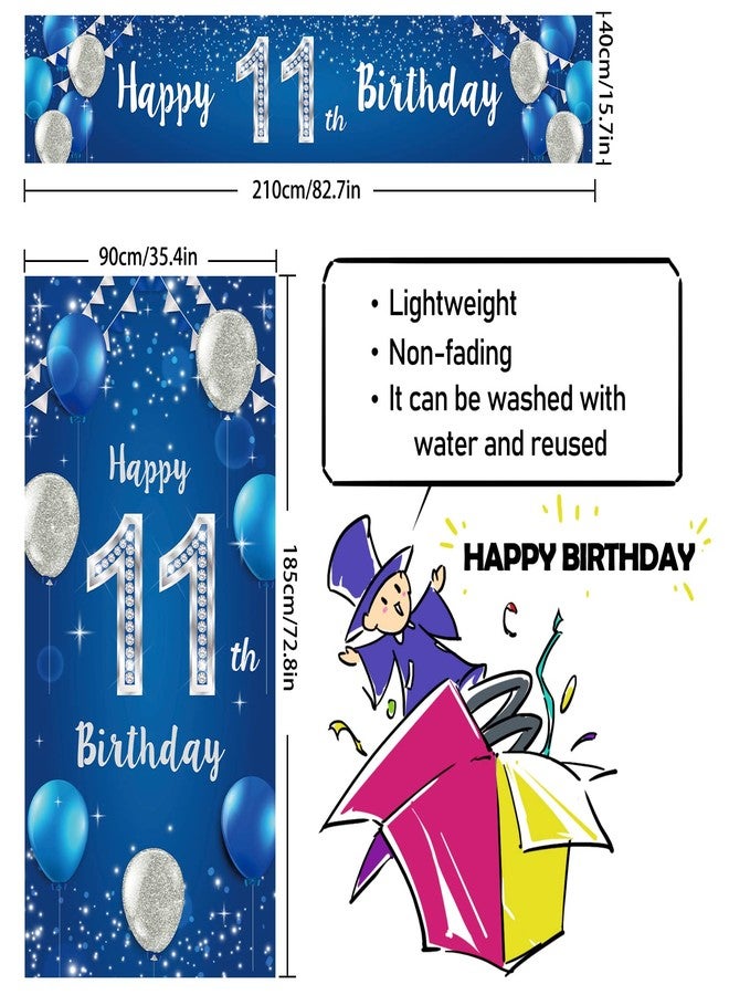 PAKBOOM Happy 11th Birthday Door Cover Porch Banner Sign Set - 11 Years Old Birthday Decoraions Party Supplies for Men - Blue - Image 2