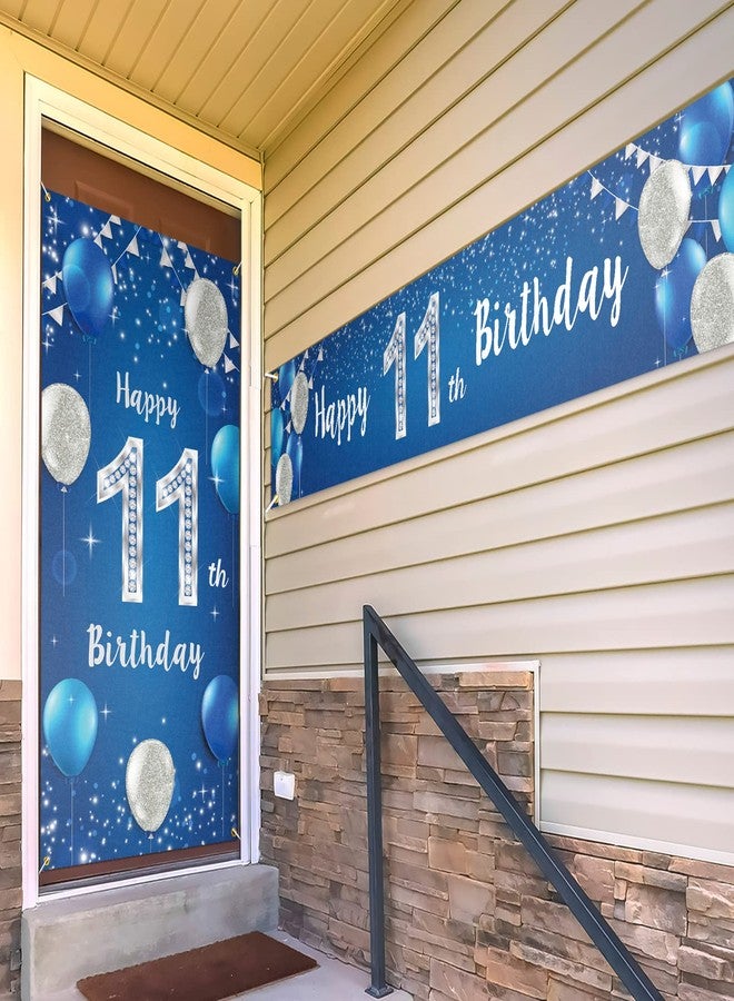 PAKBOOM Happy 11th Birthday Door Cover Porch Banner Sign Set - 11 Years Old Birthday Decoraions Party Supplies for Men - Blue - Image 1