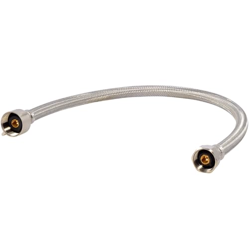 Eastman 20 Inch Flexible Toilet Connector 78 Inch Ballcock x 12 Inch FIP Stainless Steel Braided Supply Line 48086 - Image 1