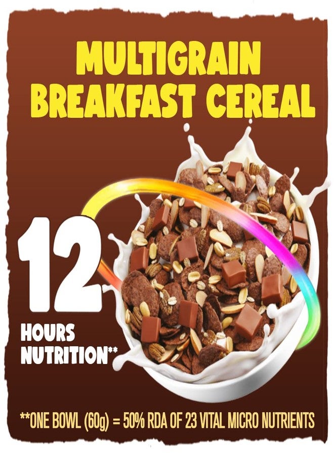 Manna Go Grains Crunchies, Real Belgian Chocolate. Multigrain Breakfast Cereal. No Maida, No Refined Sugar. Fortified Cereal with 50% RDA of 23 Essential Vitamins and Minerals in every bowl. 450g - Image 5