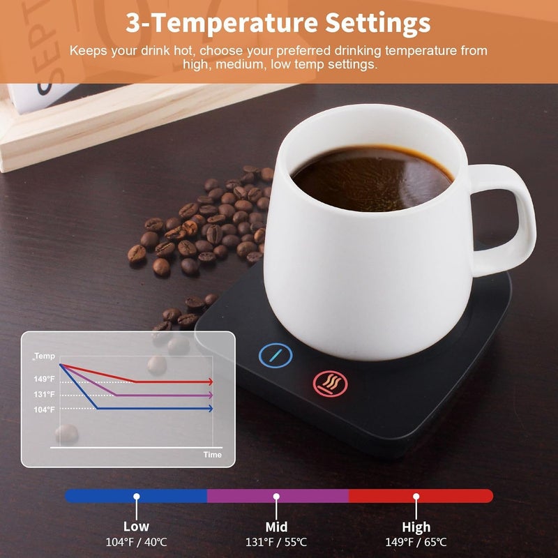 Vobaga Mug Warmer& Coffee Mug Warmer for Office Desk Use, Candle Warmer with Three Temperature Settings, Coffee Warmer Plate for Cocoa Tea Water Milk with Auto Shut Off After 4 Hours, for Ideal Gifts - Image 3