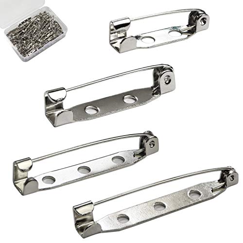 Millennial Essentials Bar Pins Brooch Clasp Pin Backs Safety Pin 120 Pieces Silver for Name Tags, Badges (4 Sizes 20mm 25mm 32mm 38mm) - Image 1