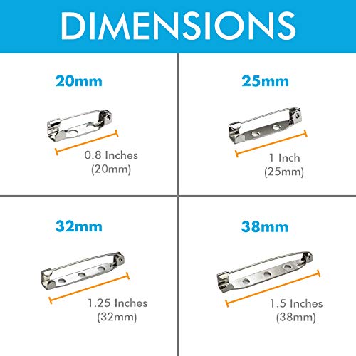 Millennial Essentials Bar Pins Brooch Clasp Pin Backs Safety Pin 120 Pieces Silver for Name Tags, Badges (4 Sizes 20mm 25mm 32mm 38mm) - Image 3