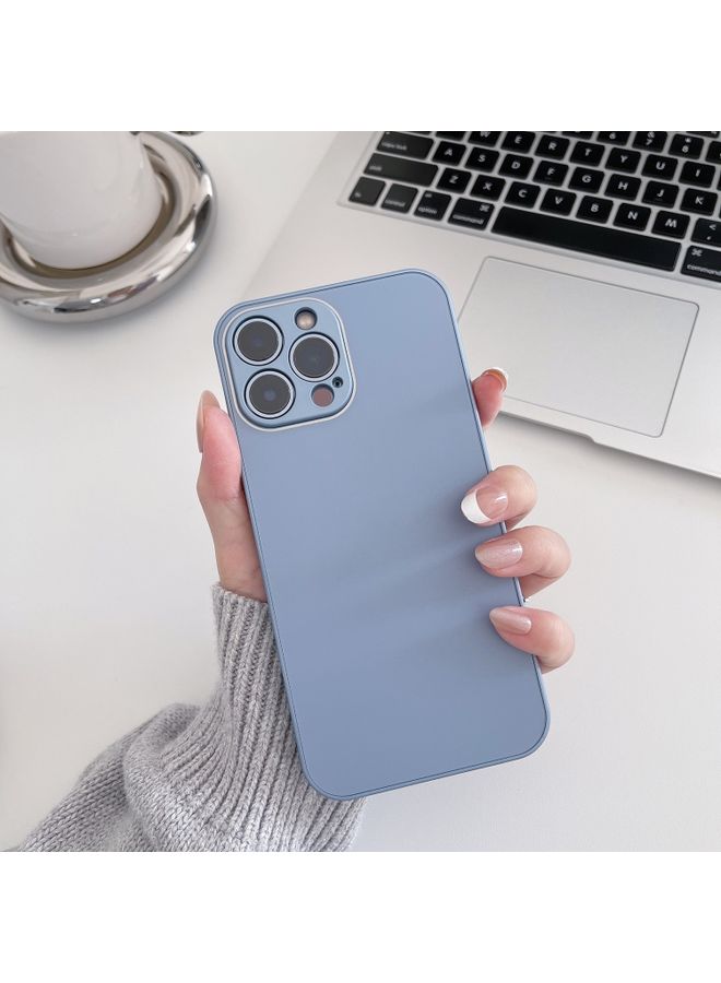 Case Cover For iPhone 14 Skin Frosted Tempered Glass Phone Case Lake Blue