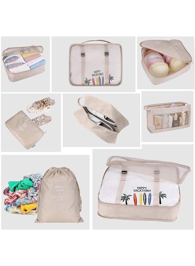 8 قطع مكعبات التعبئة لتخزين الأمتعة التعبئة مكعب المنظم السفر التعبئة مكعبات مجموعة - Image 4