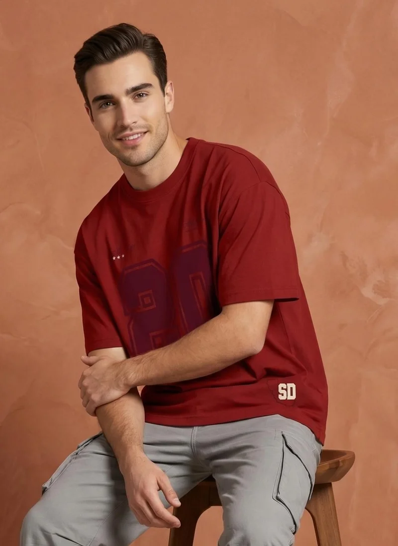 NOBERO Men Oversized Printed T-shirt