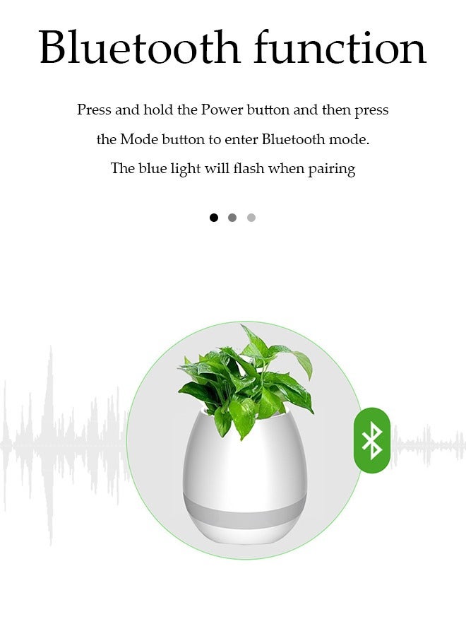 Bluetooth Flower Pot Speaker, Touch Sensitive Smart Music Flower Pot, Music Bluetooth Music Flower pot intelligent detection of green plants, Full body waterproof and washable, Led Colorfull Light - Image 5