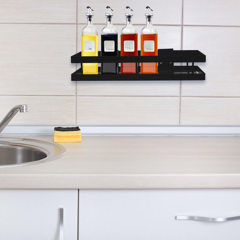 Ciieeo Black Wall Mounted Spice Rack 30cm Kitchen Storage Shelf Organizer - Image 5